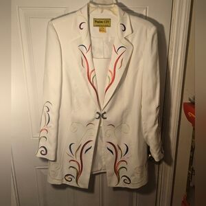 Vintage Psalm: CIV Church Coat White Embroidered Accent Clasp Size 24W